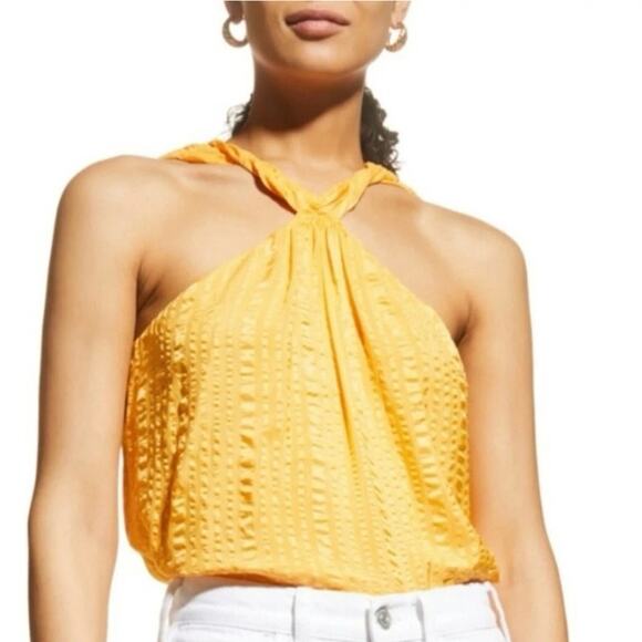 NWT FRAME 100% Silk Draped Crinkle Halter Neck Top Sz S - Picture 1 of 10